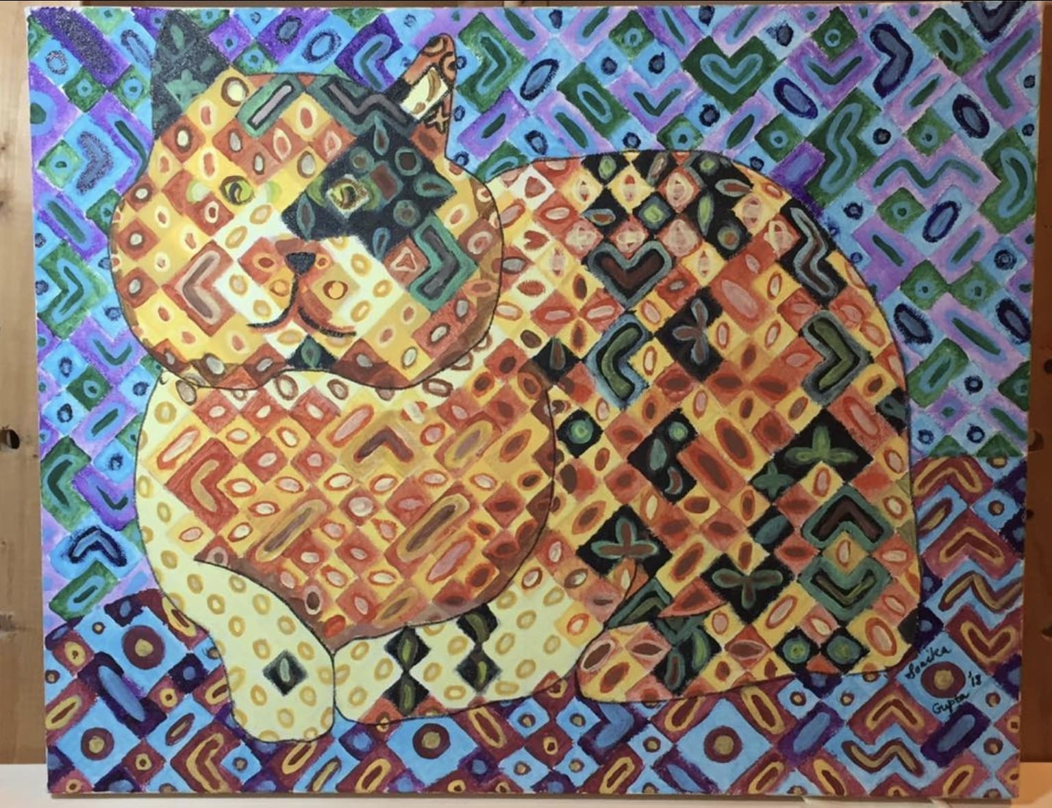 Sonika didi&rsquo;s painting of a Chuck Close style cat