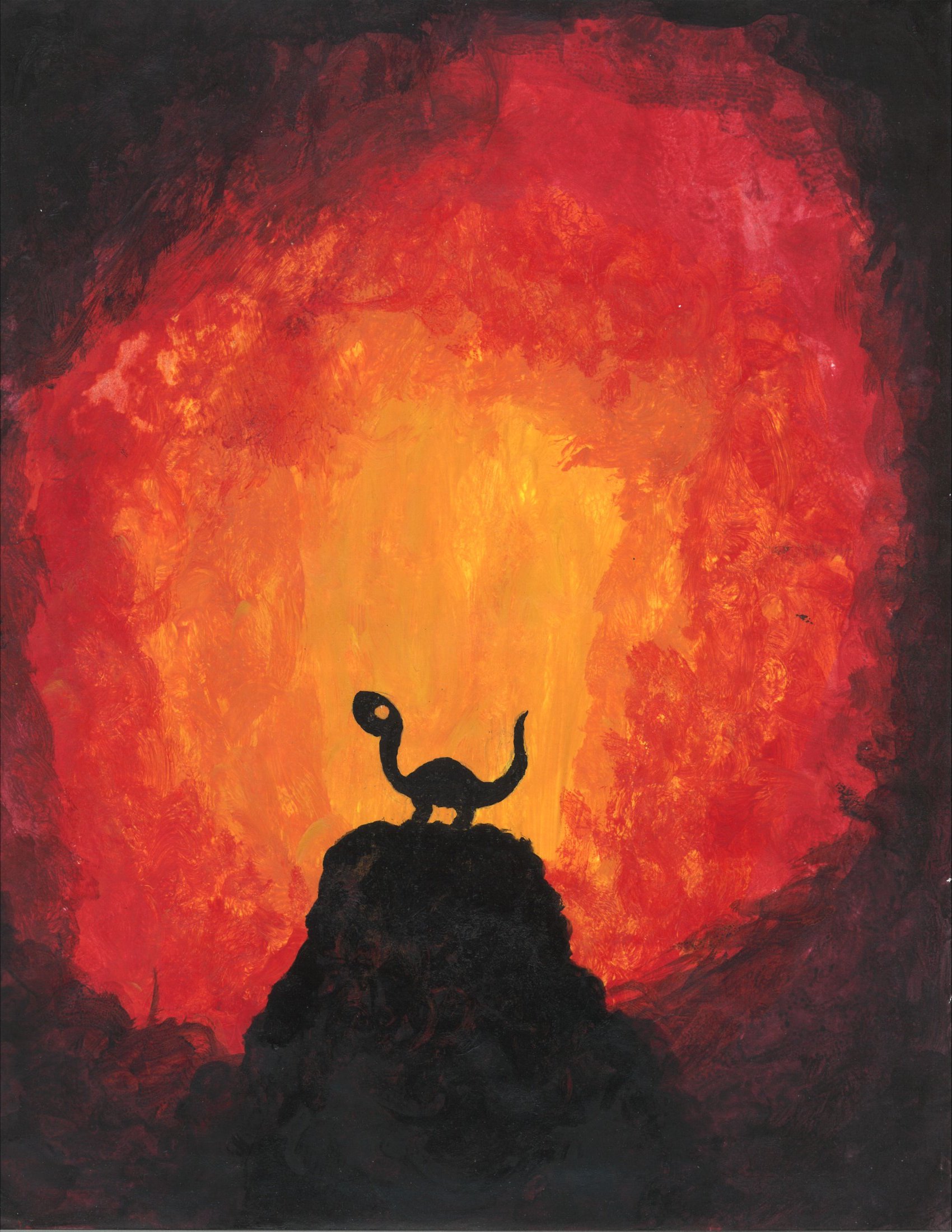Fiery background dino