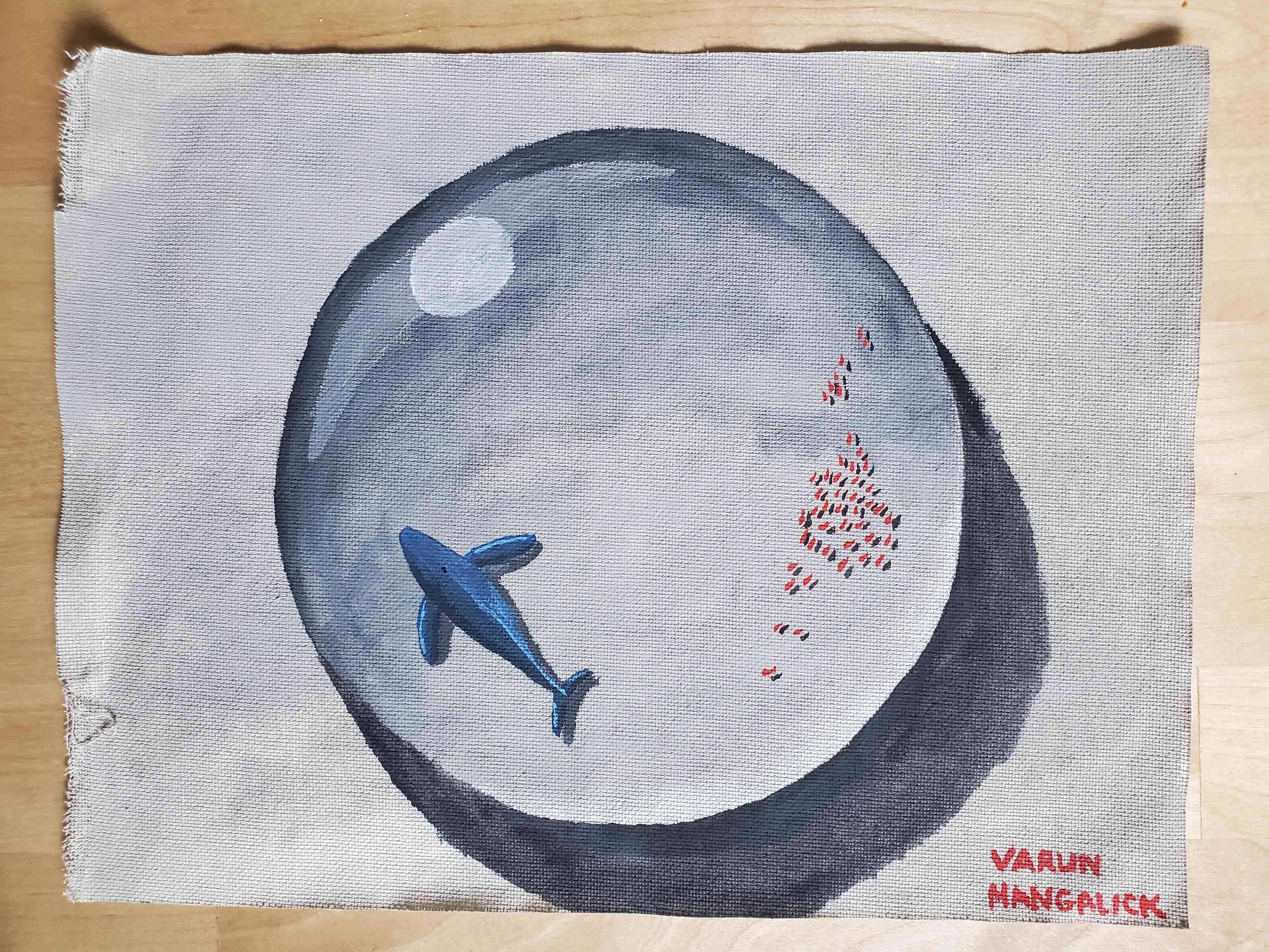 Ocean in a water drop painting
