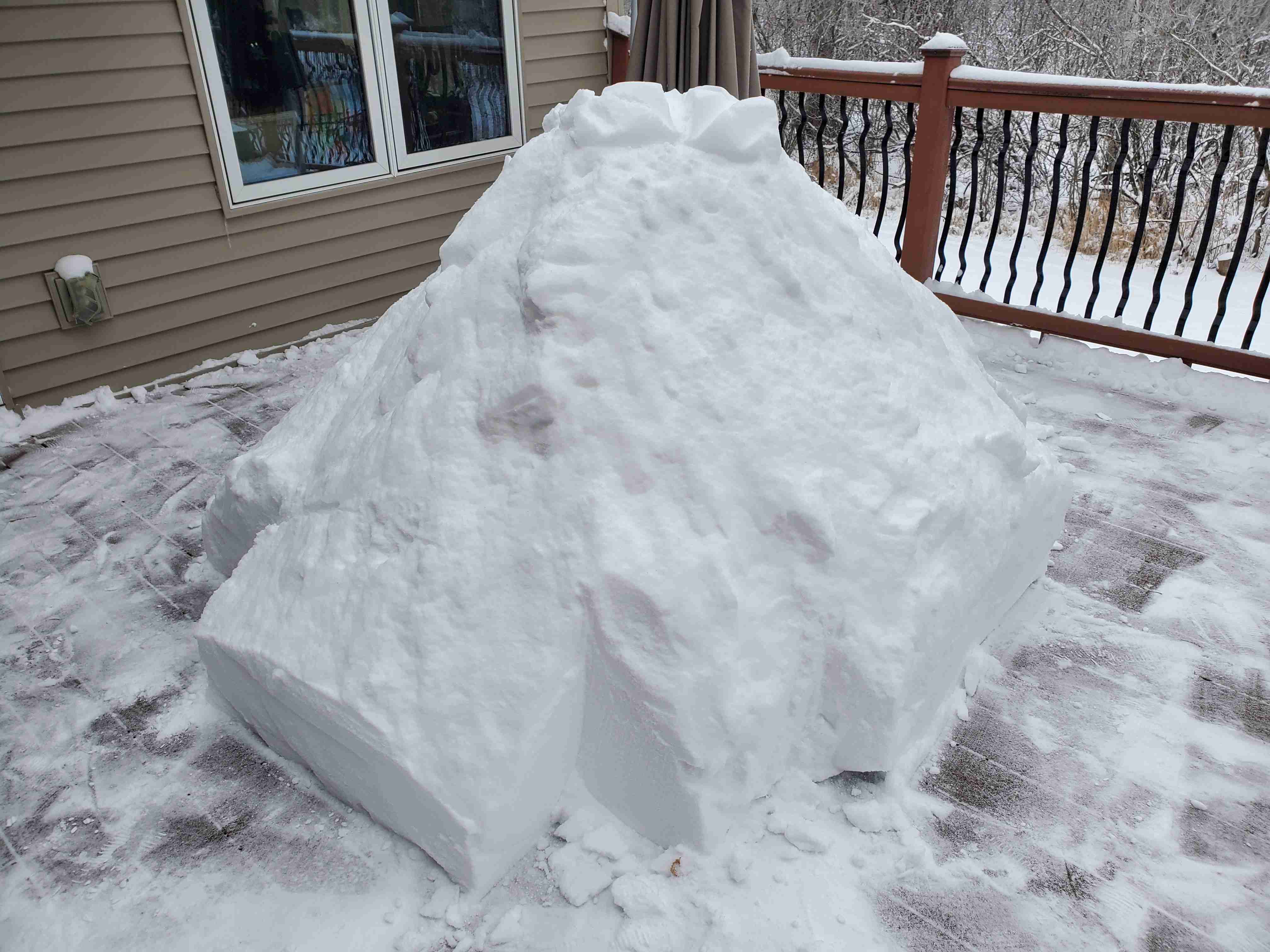 Snow pile with start of terracing