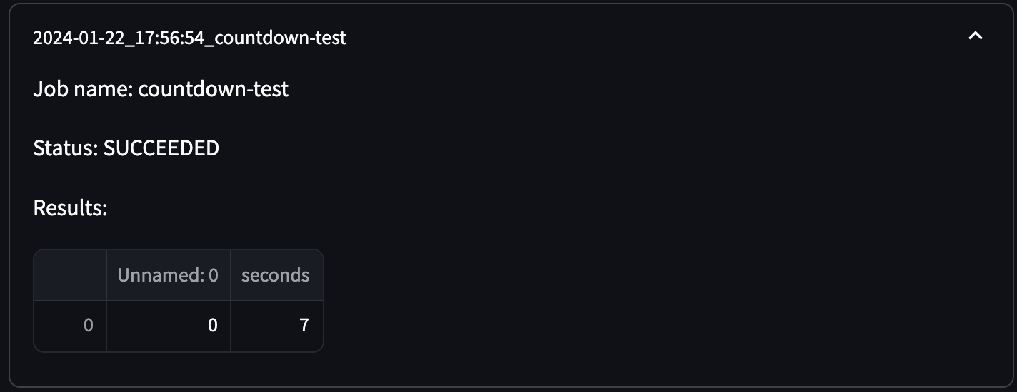 Rendering results as dataframe