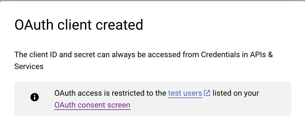 Google OAuth API info