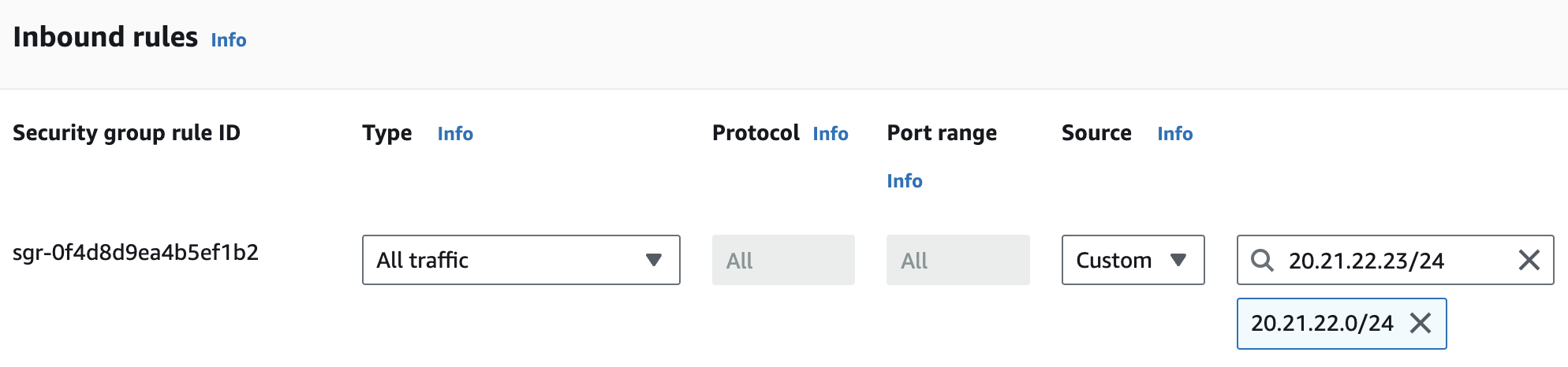 Security group configuration