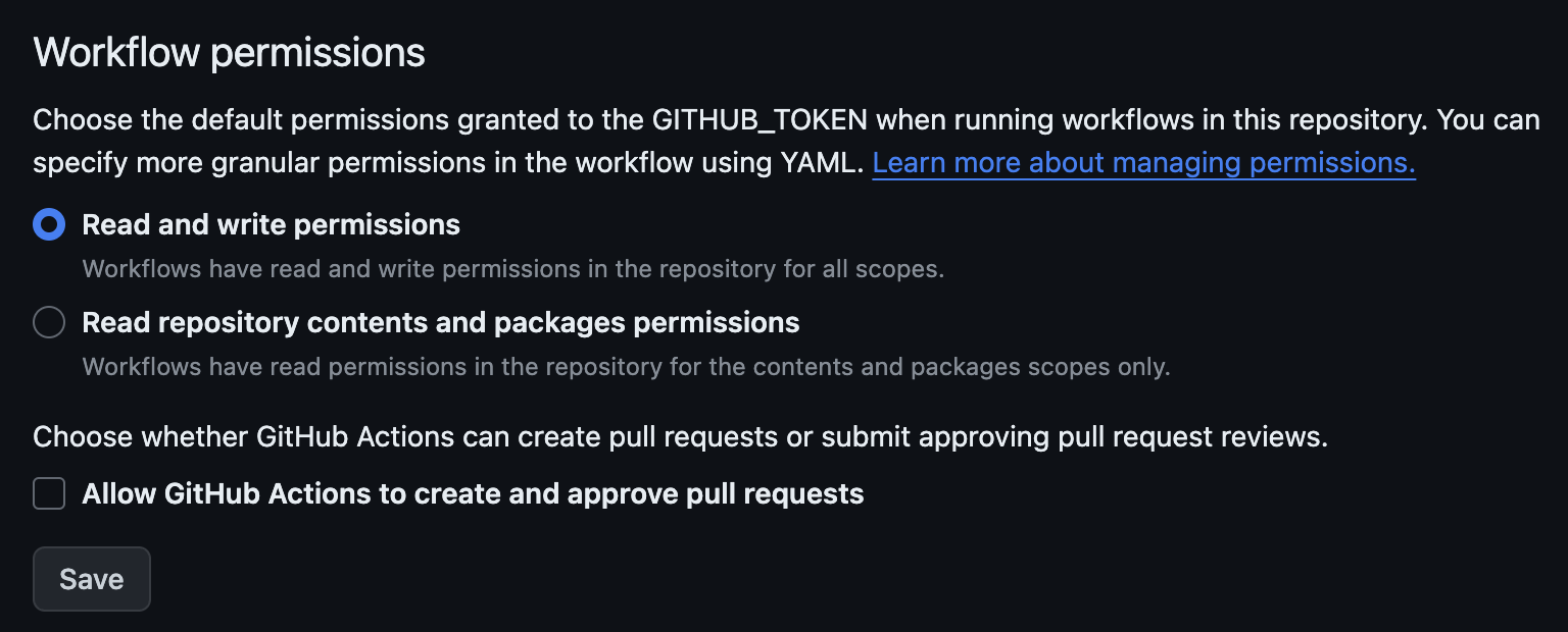 Workflow permissions in github