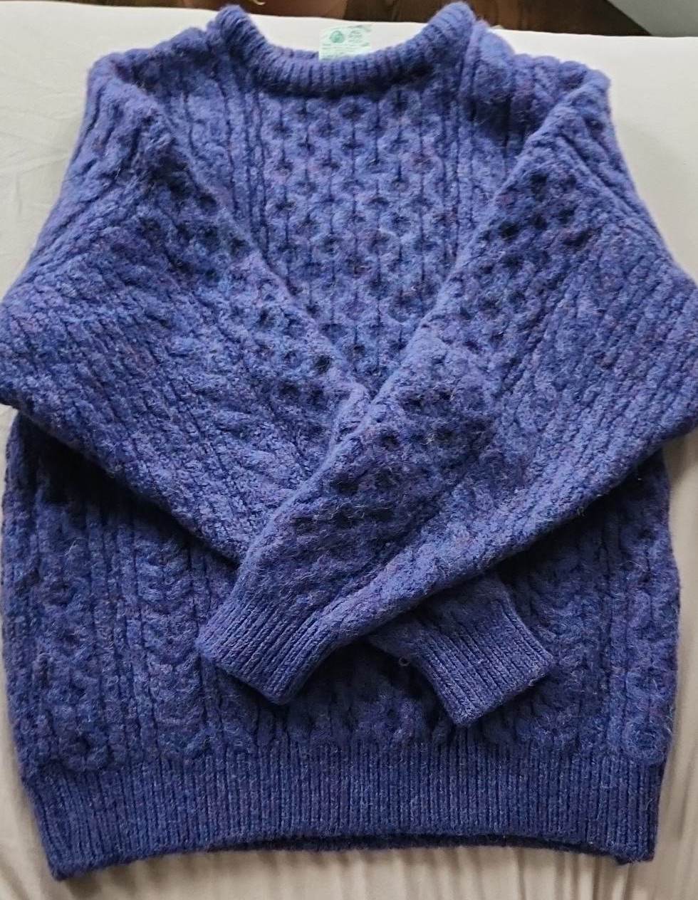 Cheap thrifted purple cable knit