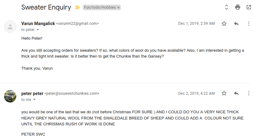 First response from Peter Peter
